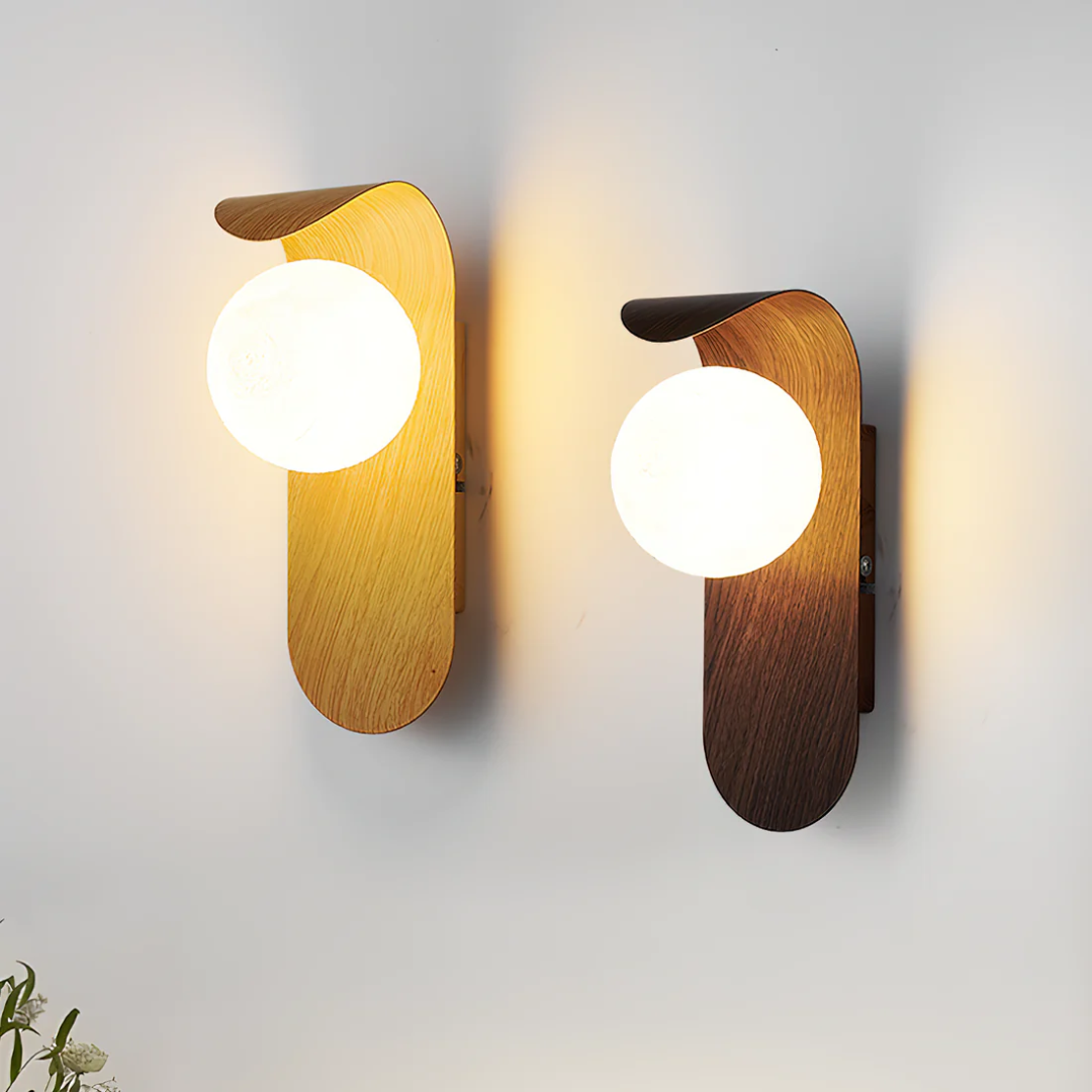 Scandinavian Wooden Wall Light with Glass Globe - view 7