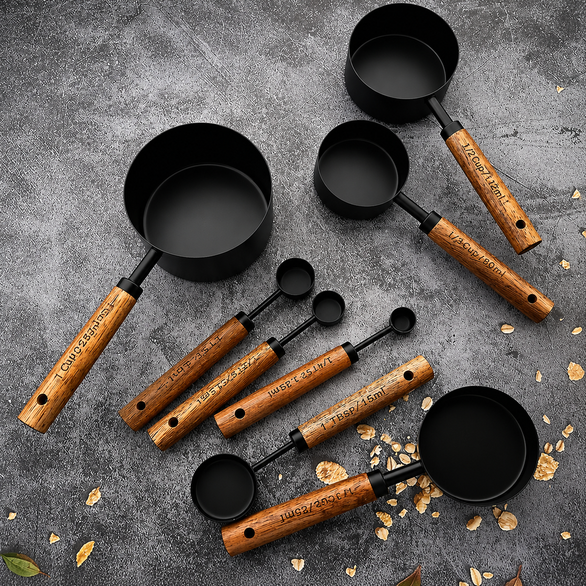 Measuring Cups and Spoons Set with Wooden Handles, 8 Pieces - view 12