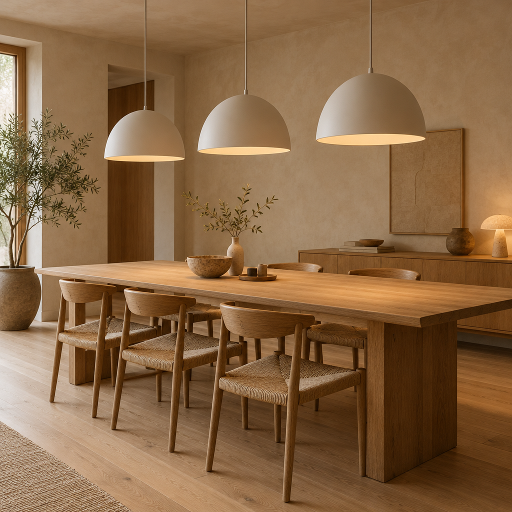 Lights - dome pendant lights above a dining table