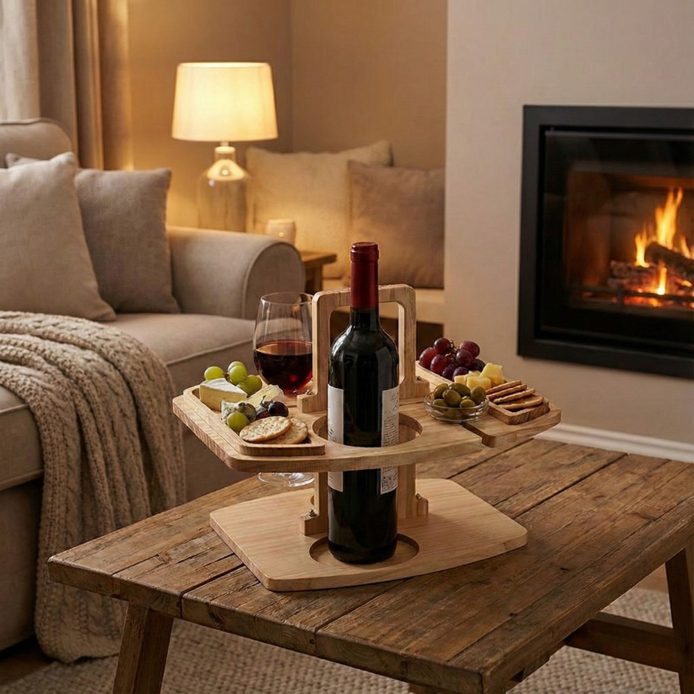 Wooden Picnic Wine Table - view 5