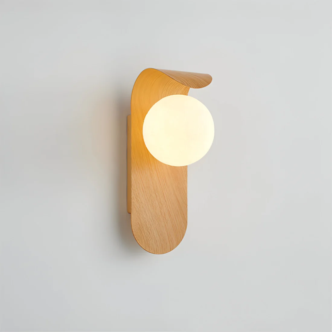 Scandinavian Wooden Wall Light with Glass Globe - view 3