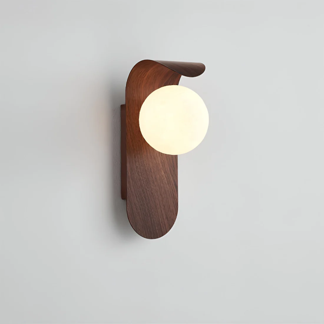 Scandinavian Wooden Wall Light with Glass Globe - view 4