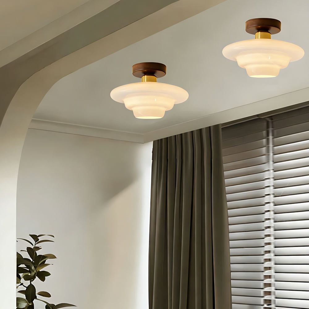 Walnut and Layered Glass Ceiling Light - view 4