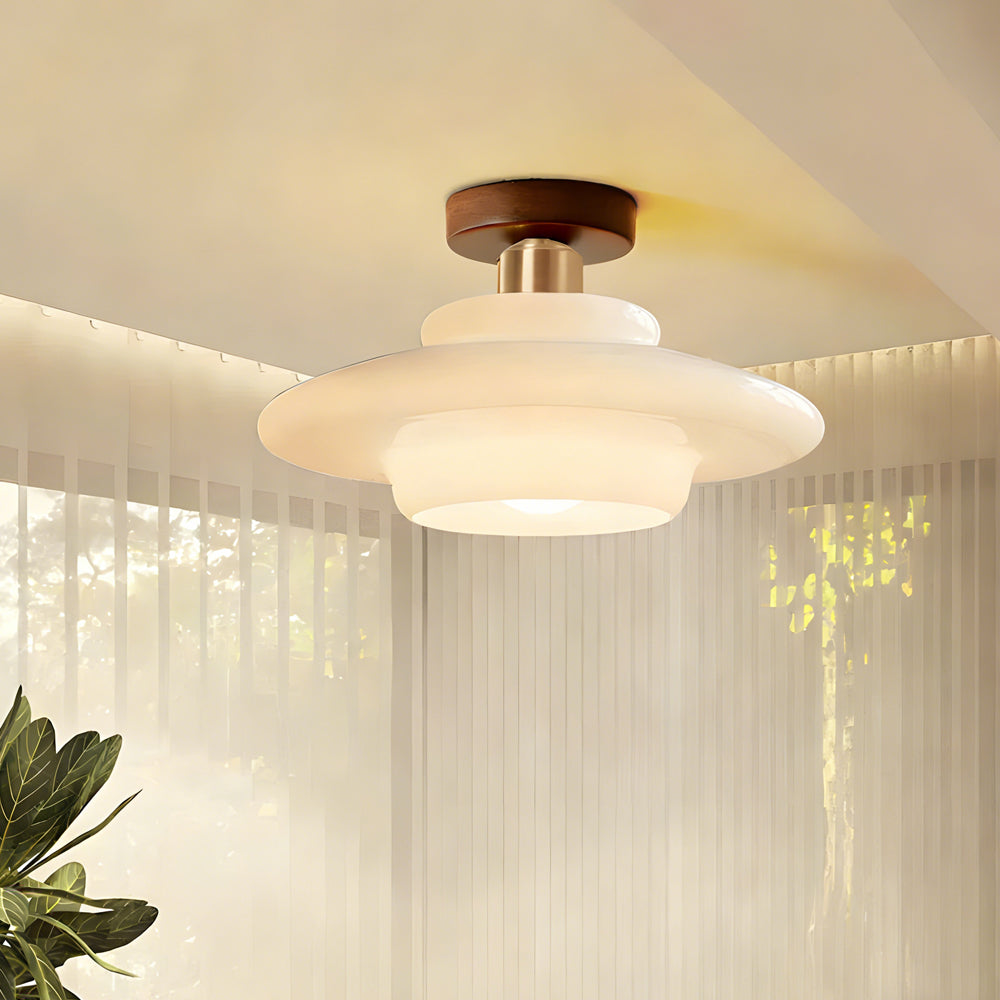 Walnut and Layered Glass Ceiling Light - view 16