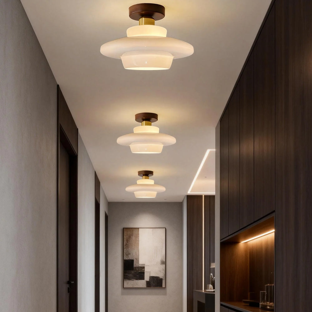 Walnut and Layered Glass Ceiling Light - view 18