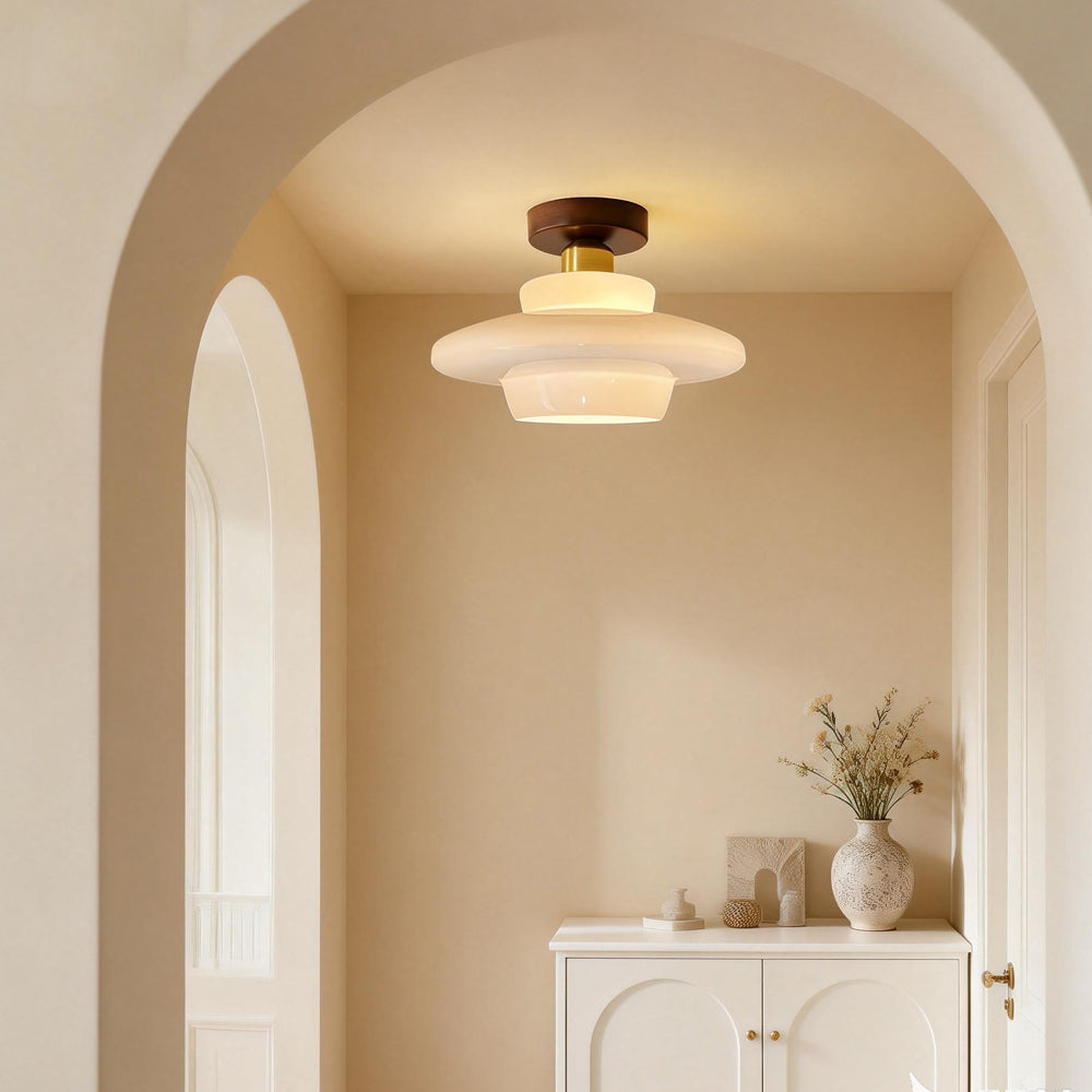 Walnut and Layered Glass Ceiling Light - view 19
