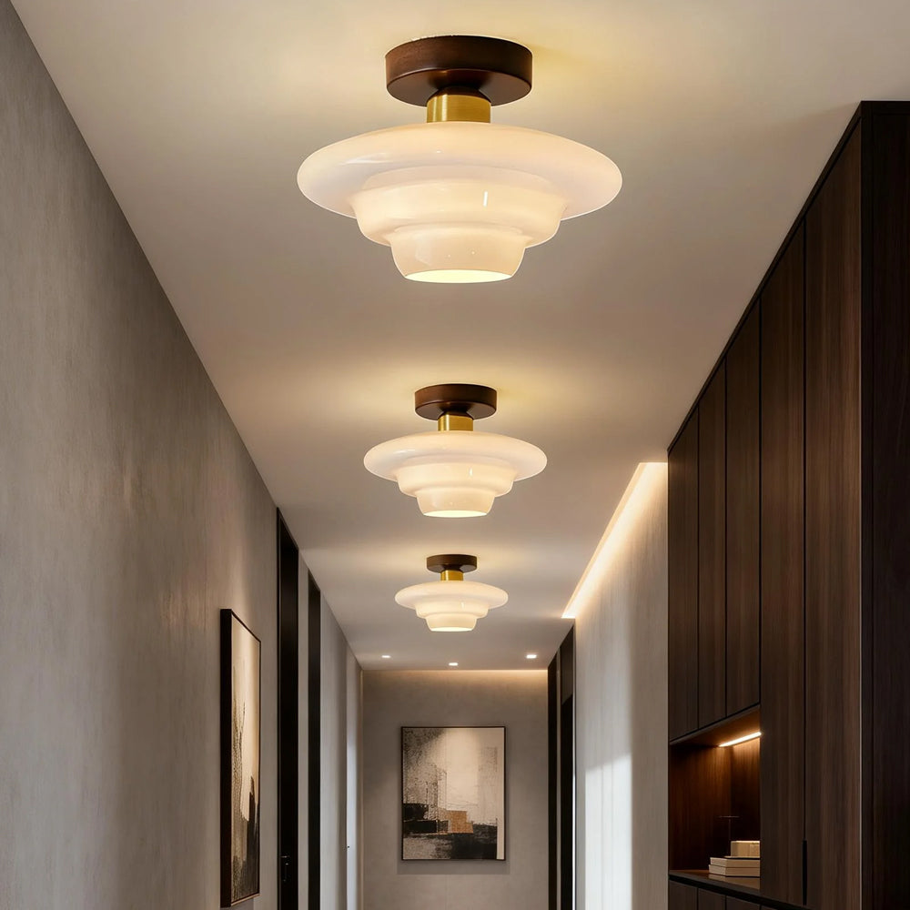 Walnut and Layered Glass Ceiling Light - view 5