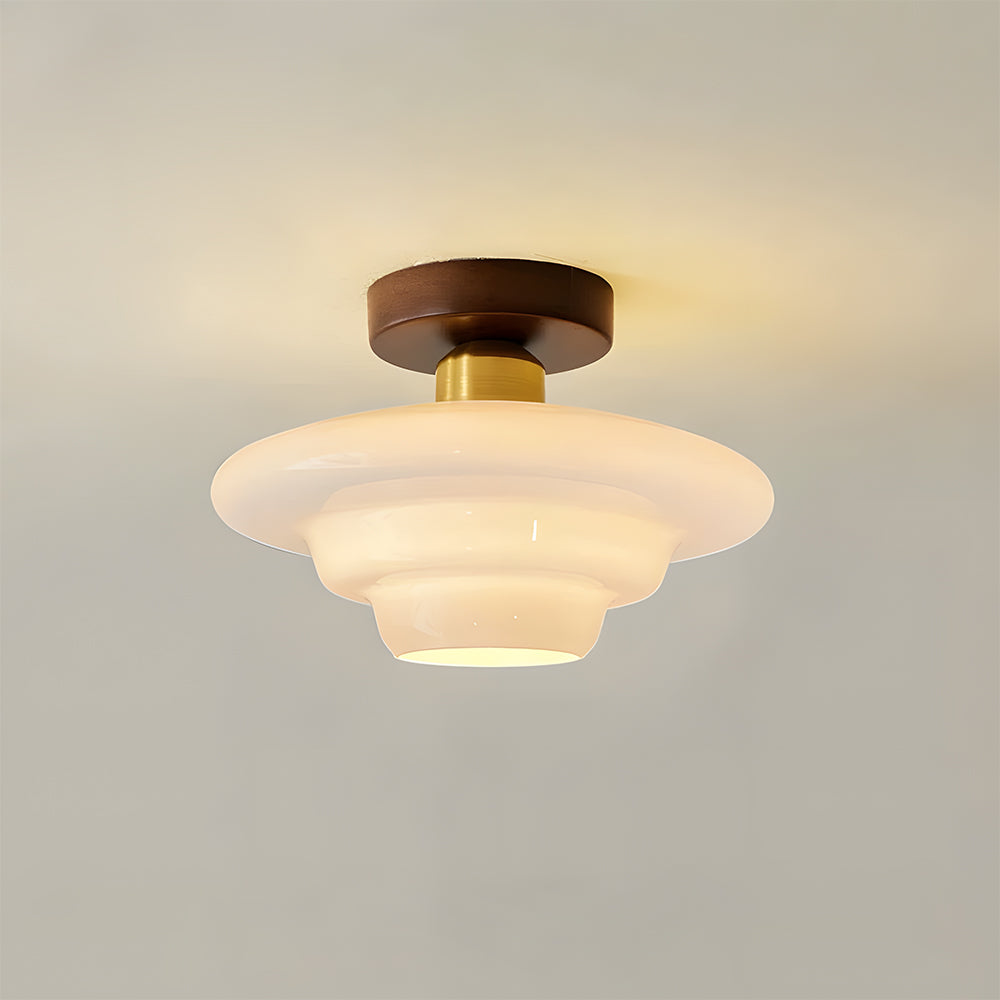 Walnut and Layered Glass Ceiling Light - view 3