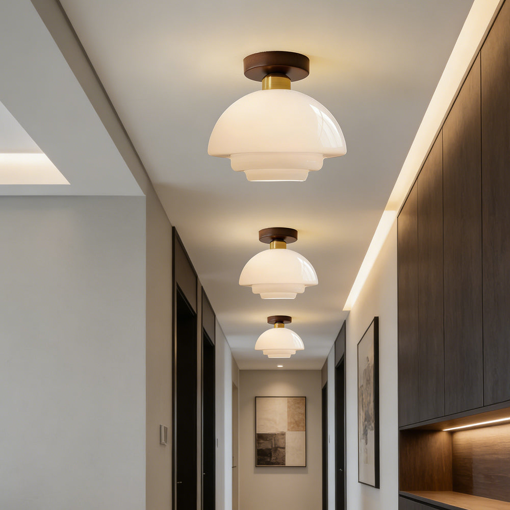 Walnut and Layered Glass Ceiling Light - view 11