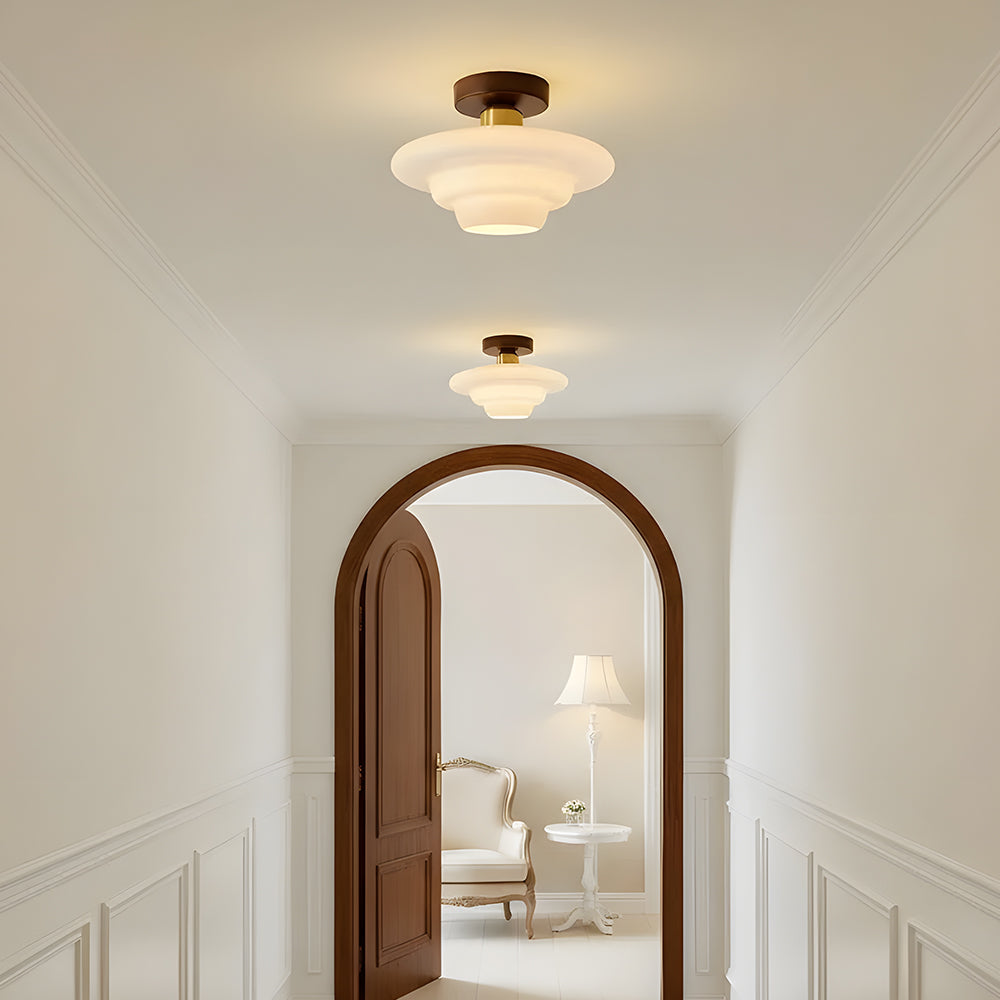 Walnut and Layered Glass Ceiling Light - view 7