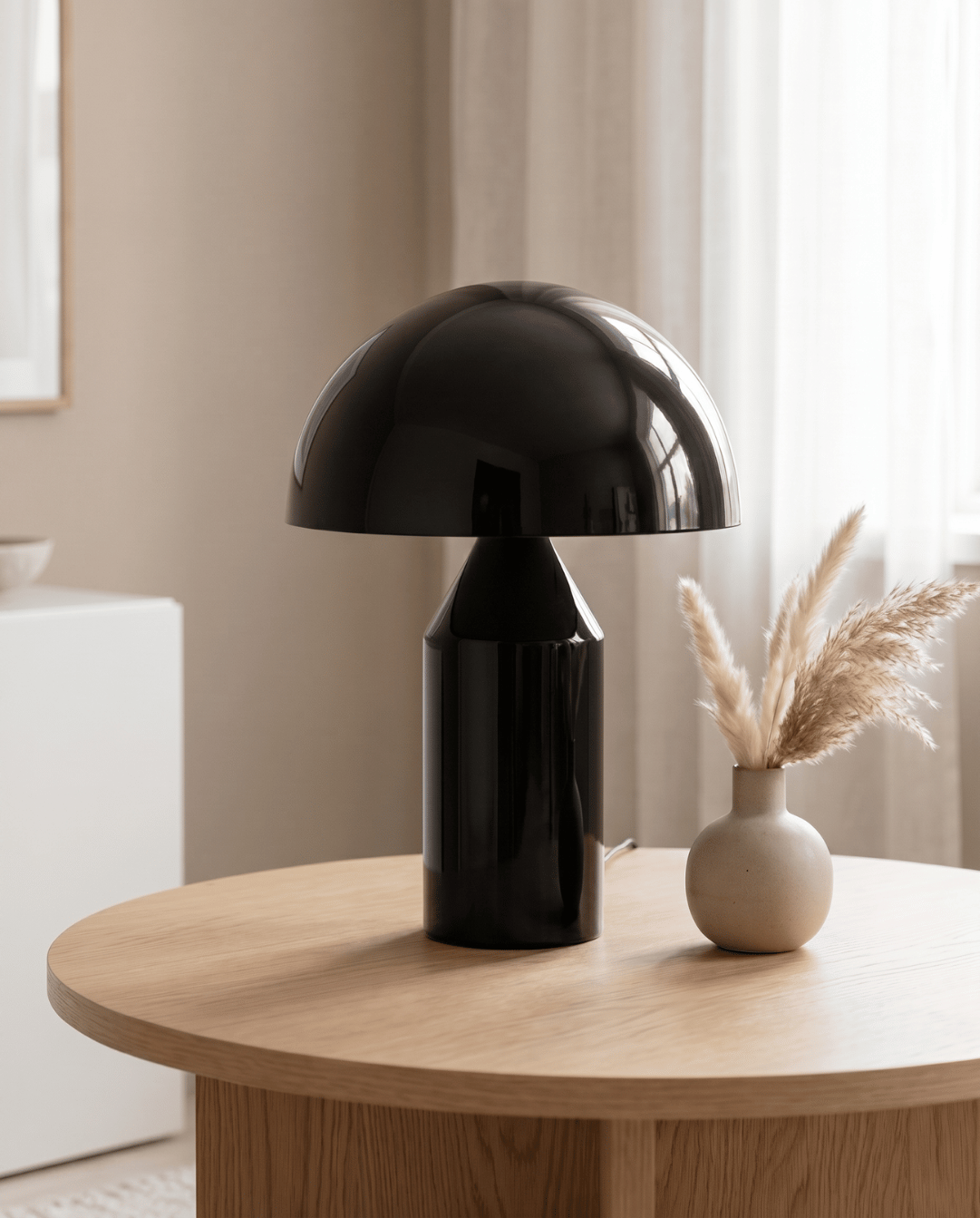 Black aluminum mushroom table lamp - view 2