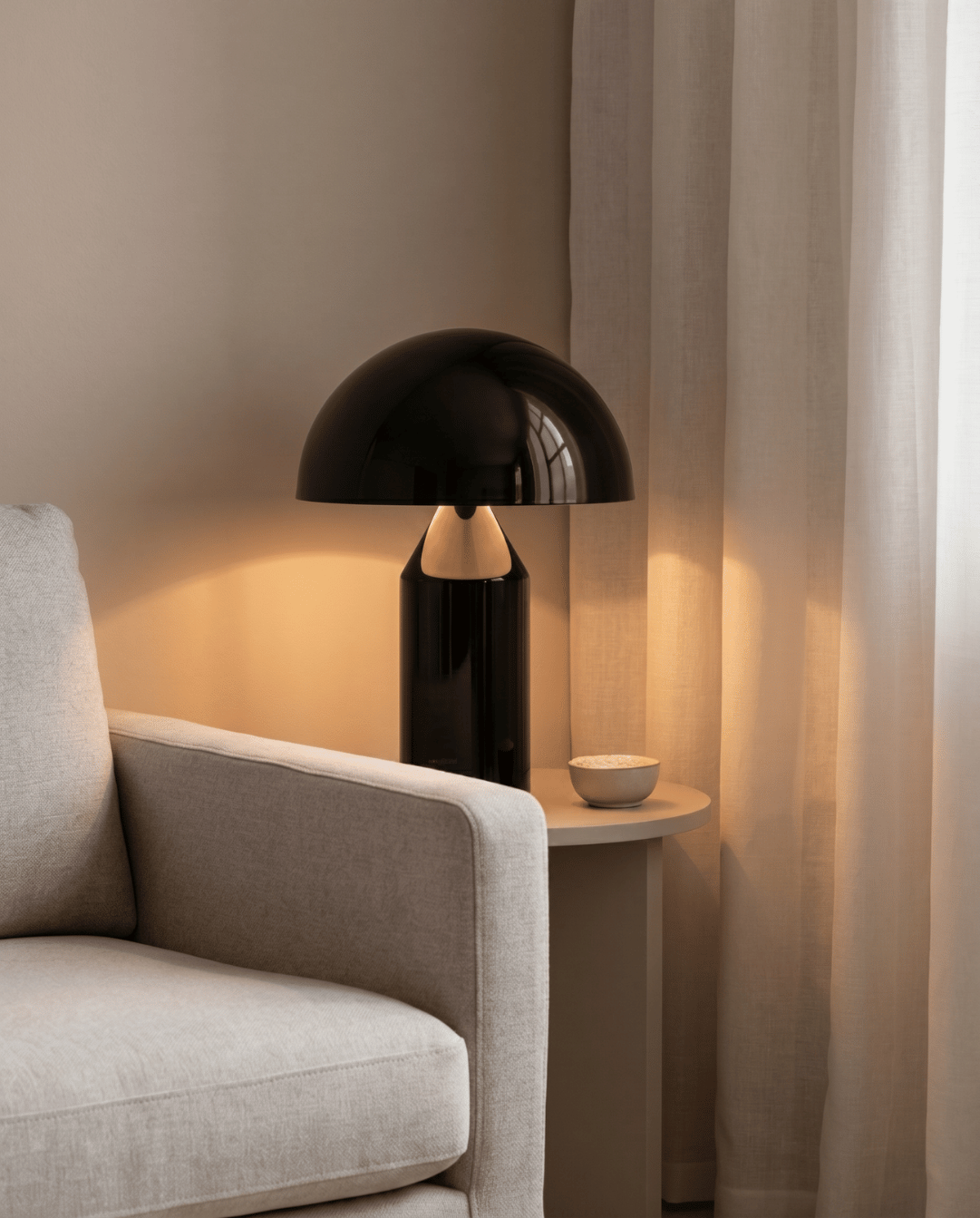 Black aluminum mushroom table lamp - view 4