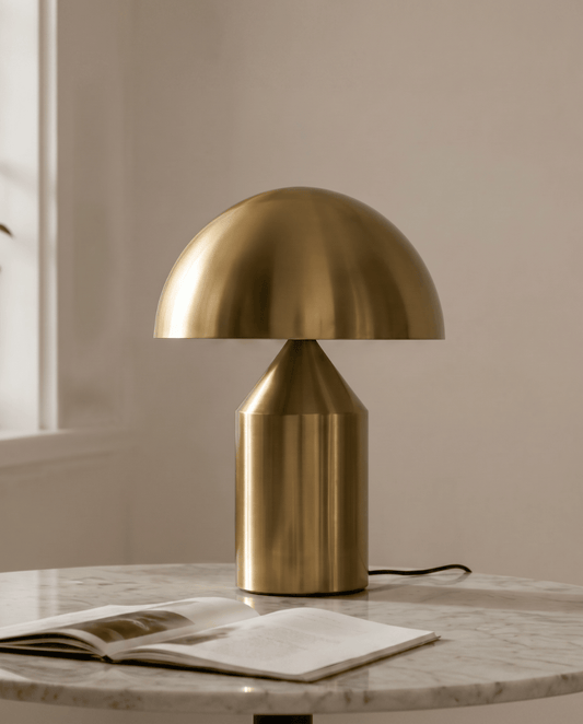 Gold aluminum mushroom table lamp