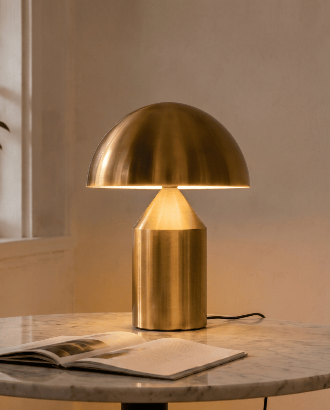 Gold aluminum mushroom table lamp - view 2