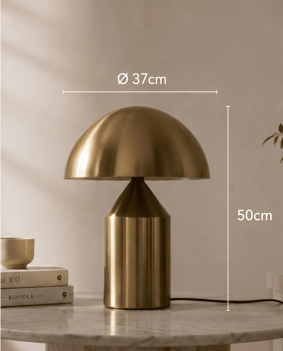 Gold aluminum mushroom table lamp - view 6