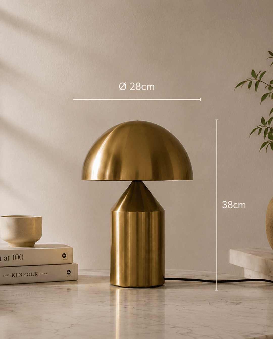 Gold aluminum mushroom table lamp - view 7