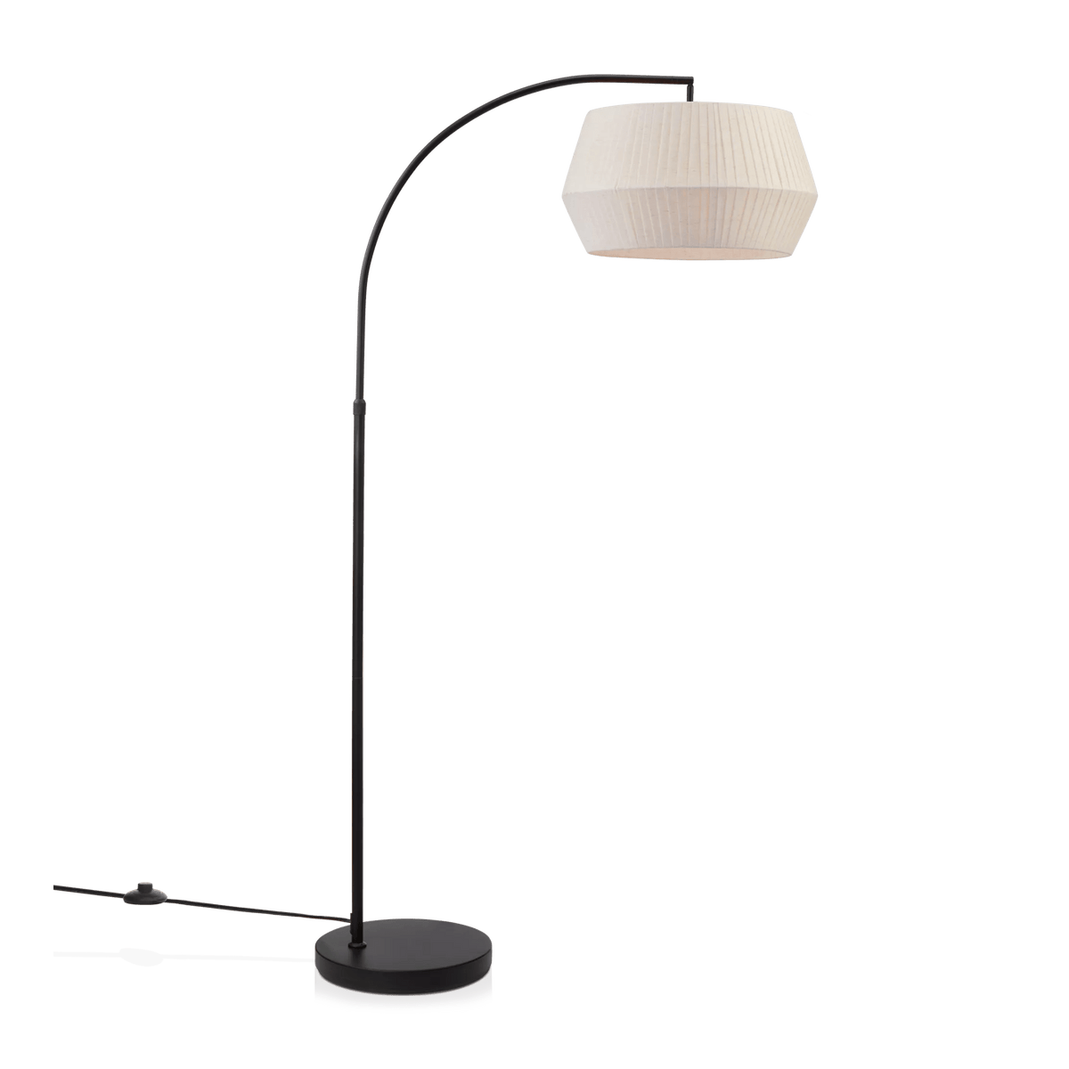 Black Metal Floor Lamp with White Drum Shade - view 3
