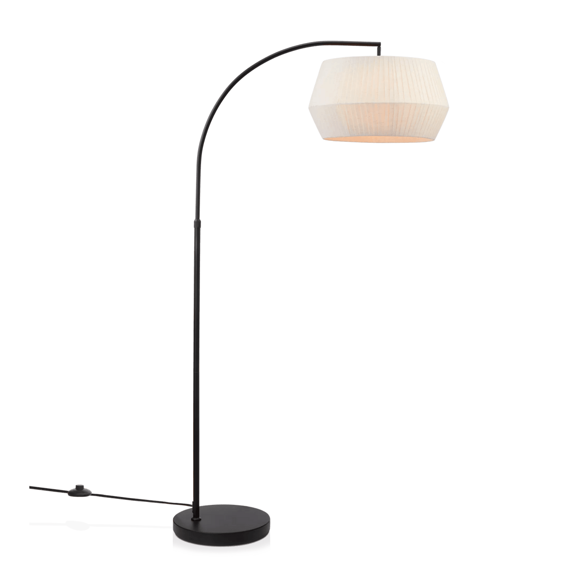 Black Metal Floor Lamp with White Drum Shade - view 4