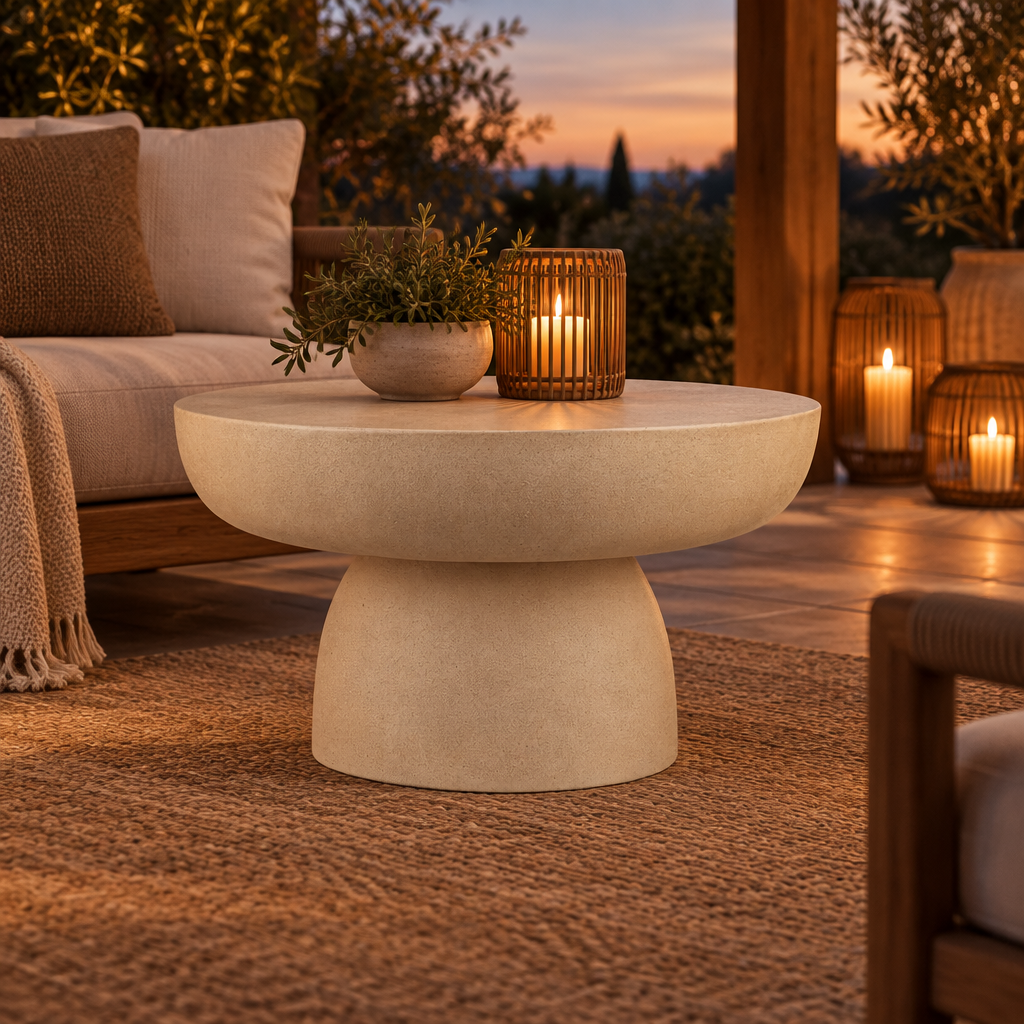 Concrete Effect Indoor Outdoor Coffee Table in a styled interior