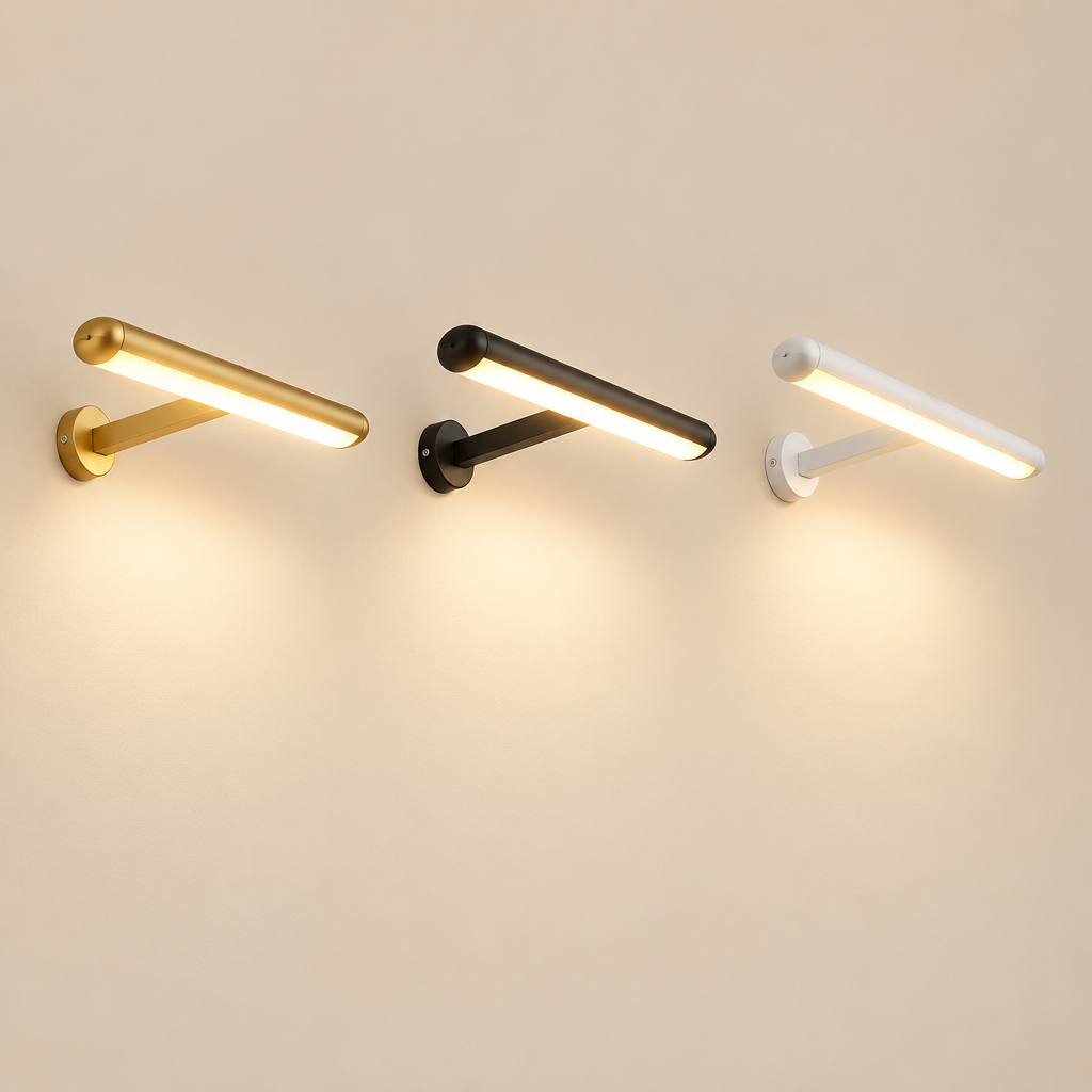 Cordless LED picture lights in gold, black and white