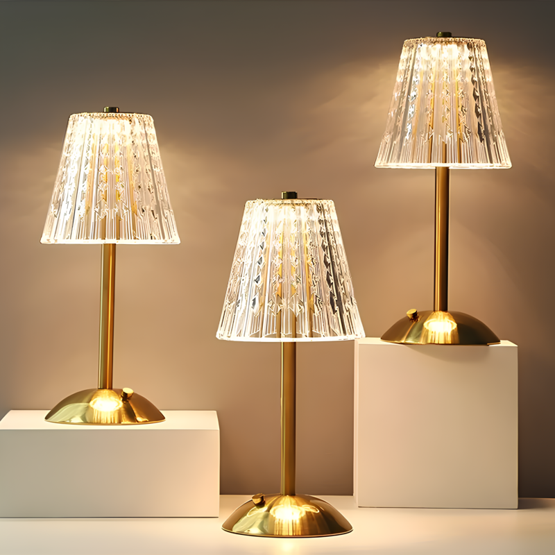 Cordless Gold Aluminum Crystal Shade Table Lamp, Touch Dimmable - view 10