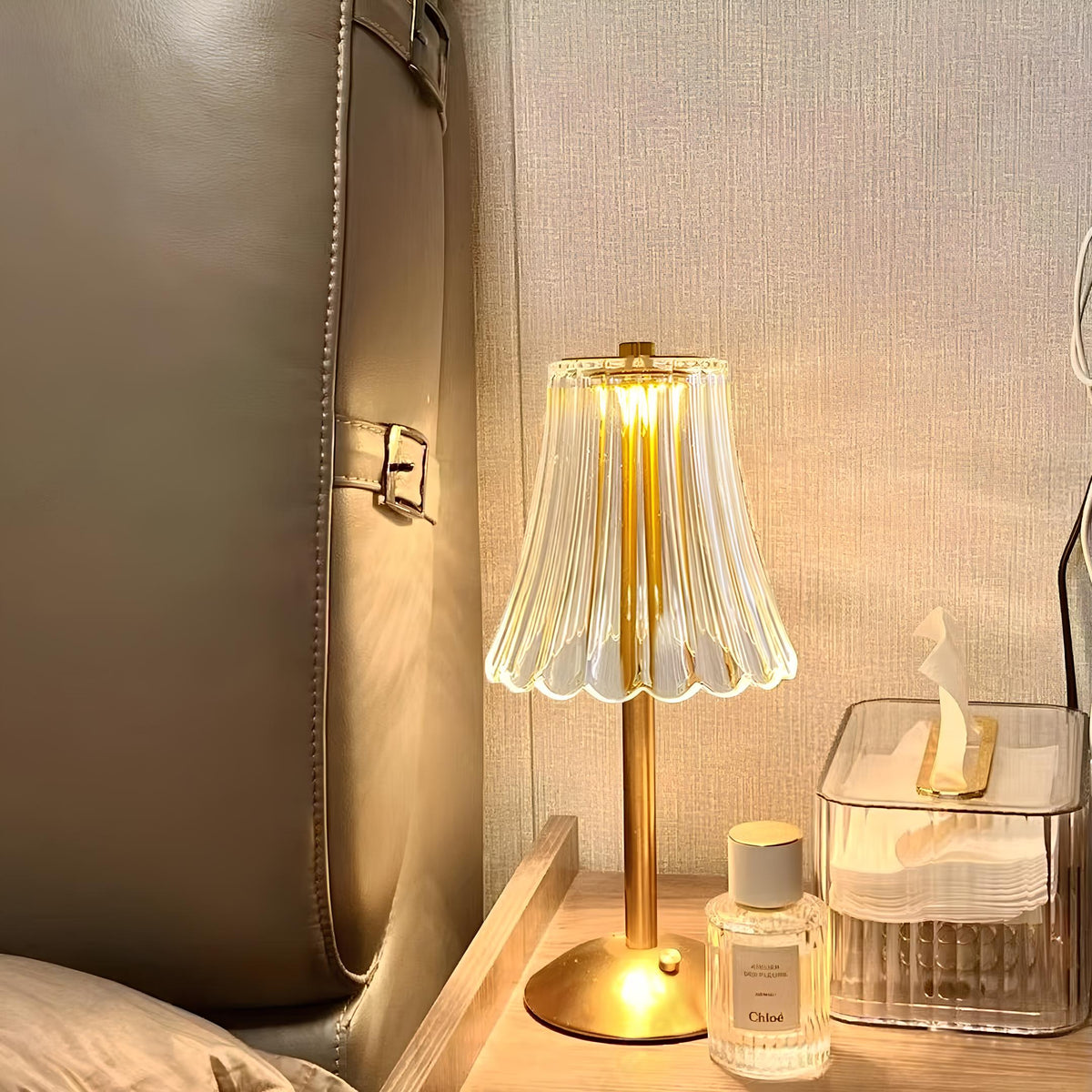 Cordless Gold Aluminum Crystal Shade Table Lamp, Touch Dimmable - view 11