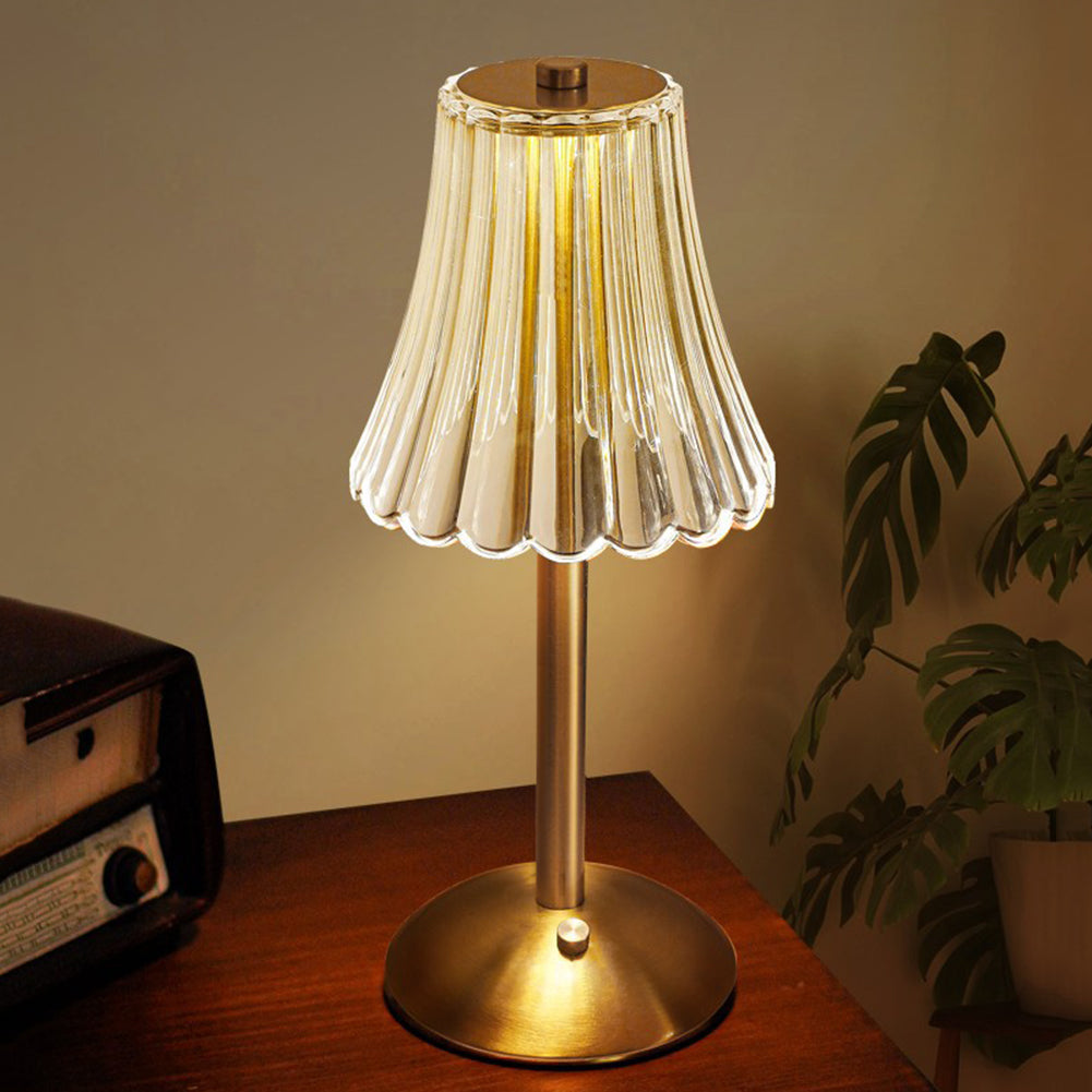 Cordless Gold Aluminum Crystal Shade Table Lamp, Touch Dimmable - view 12