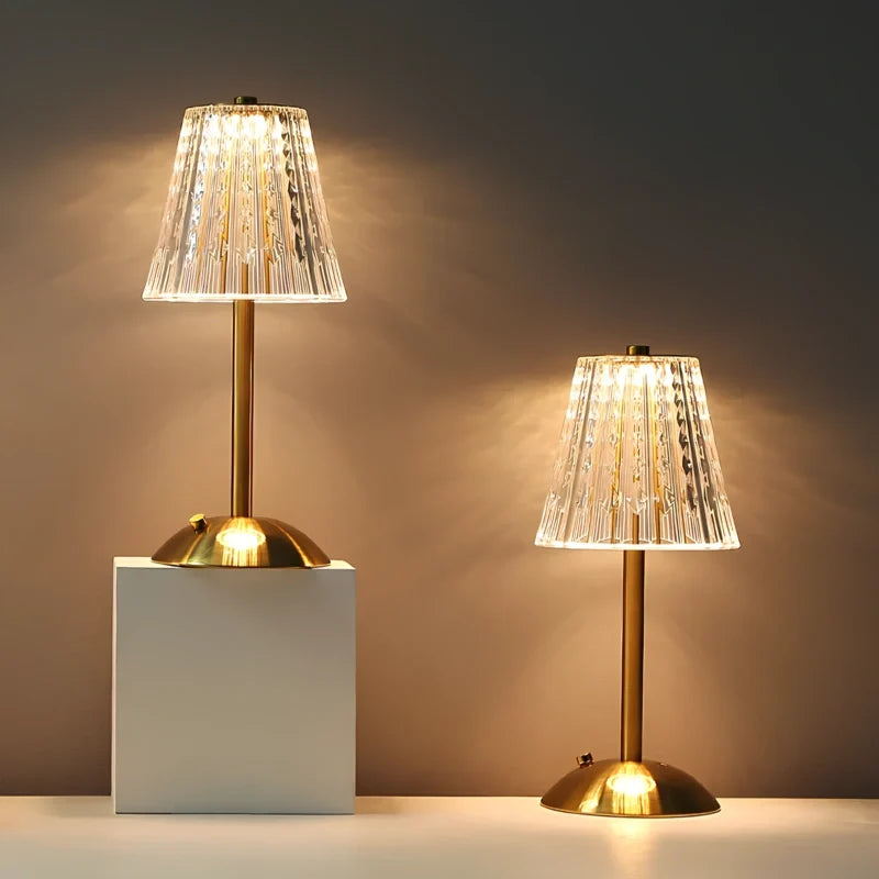 Cordless Gold Aluminum Crystal Shade Table Lamp, Touch Dimmable - view 14