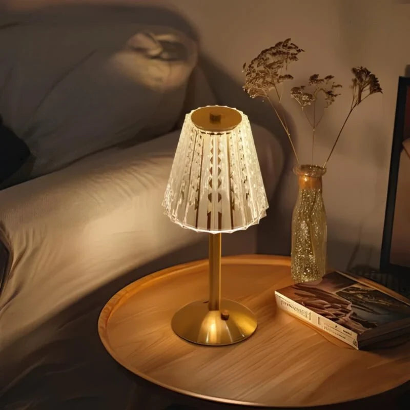 Cordless Gold Aluminum Crystal Shade Table Lamp, Touch Dimmable - view 15