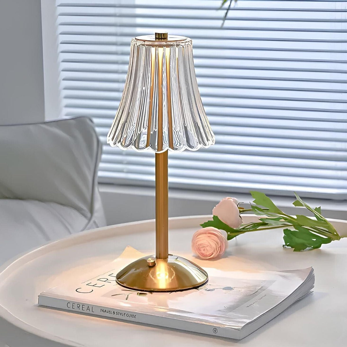 Cordless Gold Aluminum Crystal Shade Table Lamp, Touch Dimmable - view 5