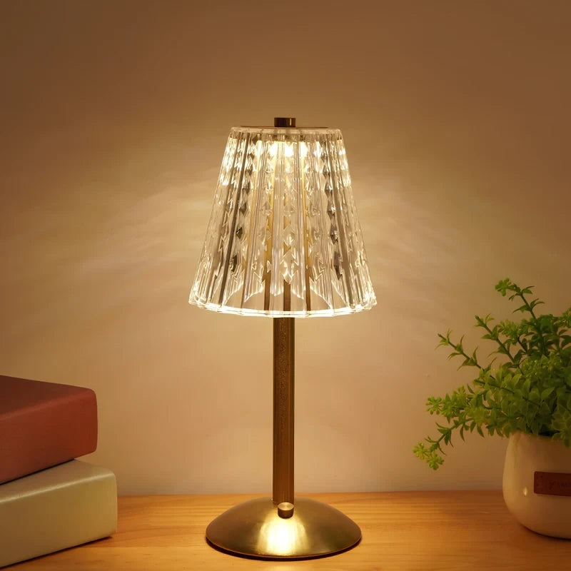 Cordless Gold Aluminum Crystal Shade Table Lamp, Touch Dimmable - view 6