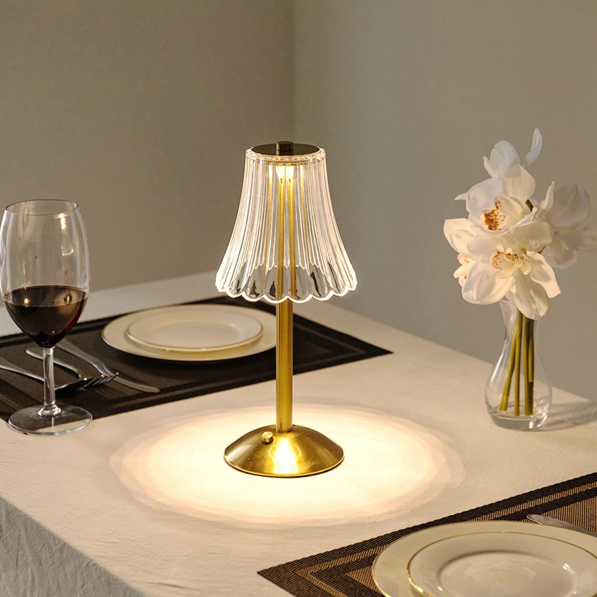 Cordless Gold Aluminum Crystal Shade Table Lamp, Touch Dimmable - view 8