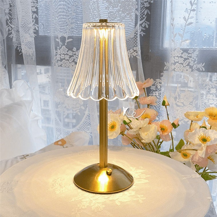 Cordless Gold Aluminum Crystal Shade Table Lamp, Touch Dimmable - view 9