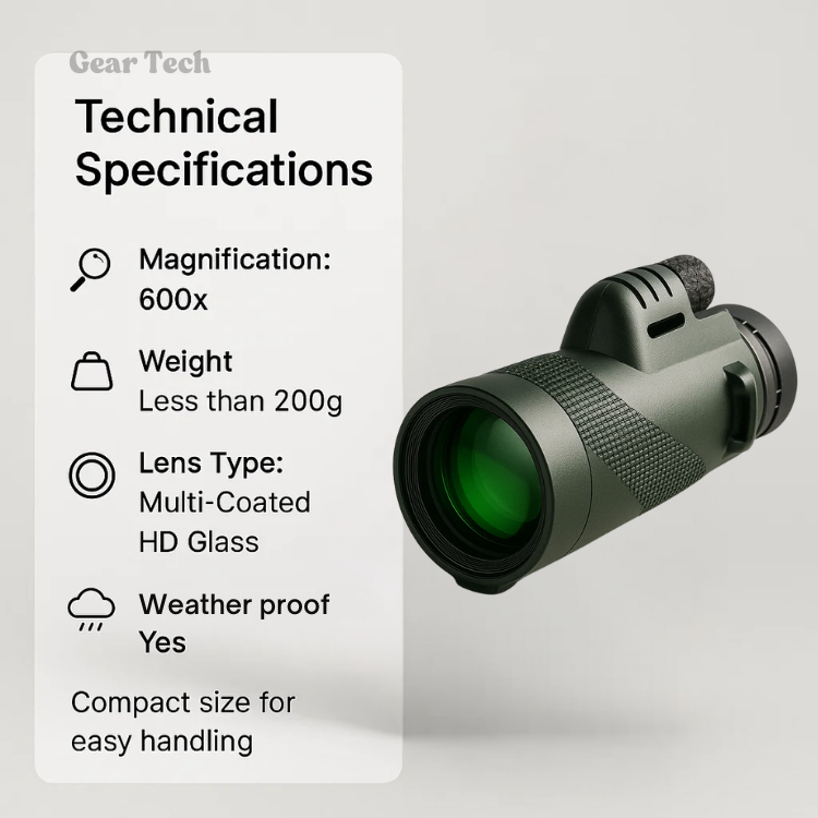 Compact 600x Zoom Monocular with Phone Adapter - view 4