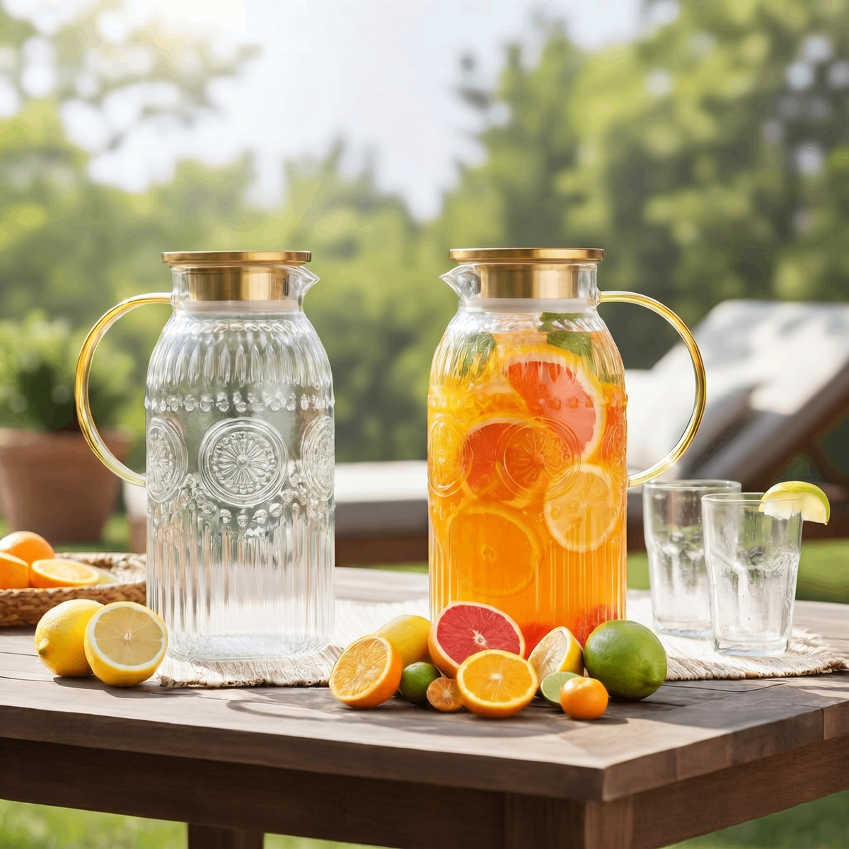 Embossed Glass Pitcher with Lid, 68 oz - view 3