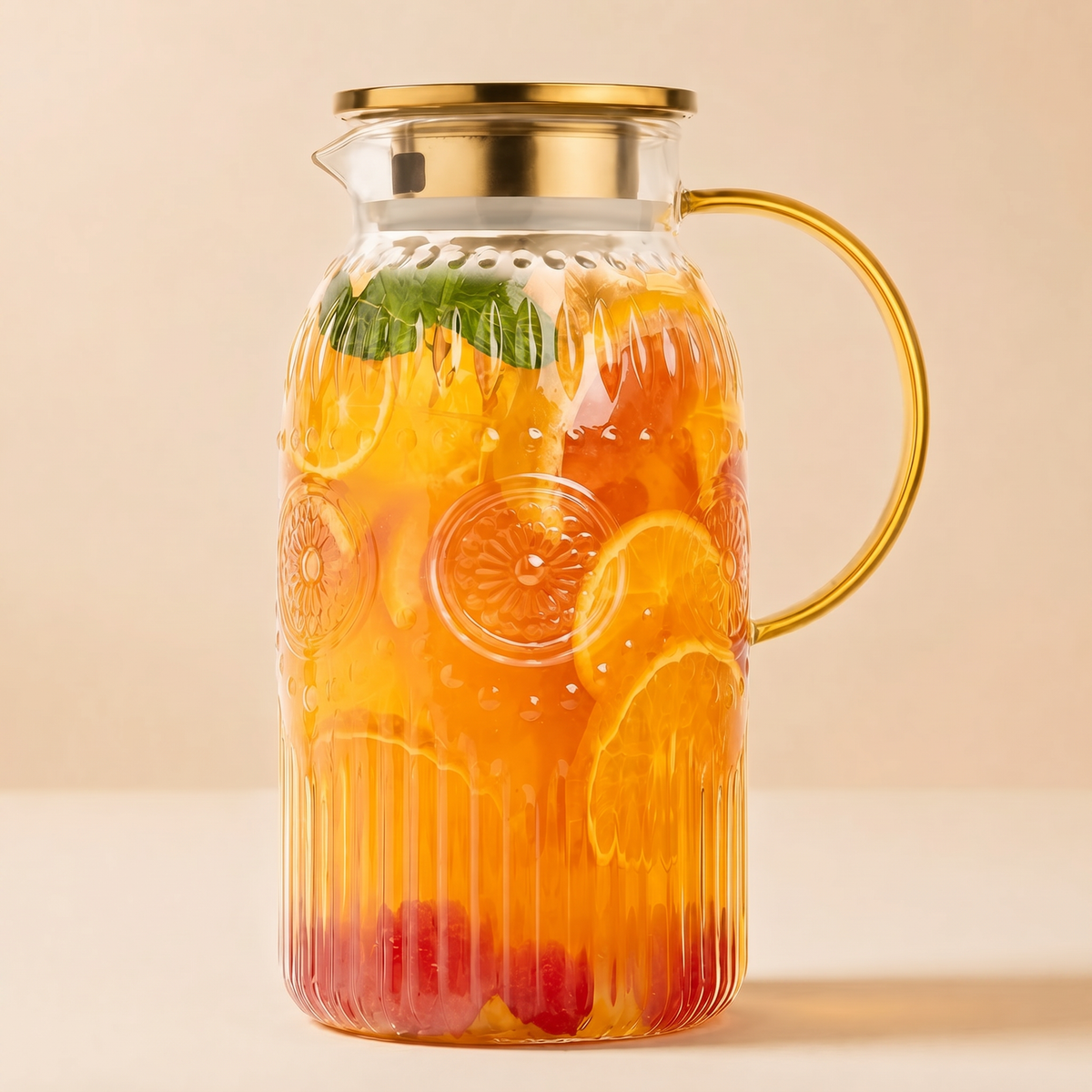 Embossed Glass Pitcher with Lid, 68 oz - view 7