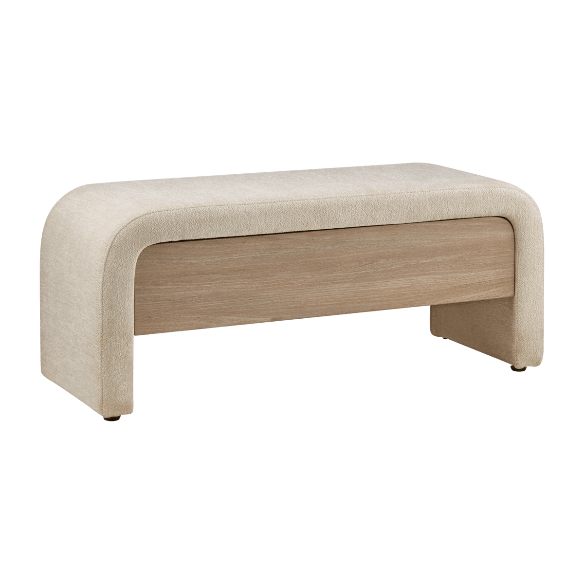 Fabric and Wood Storage Bench in Oatmeal - view 3
