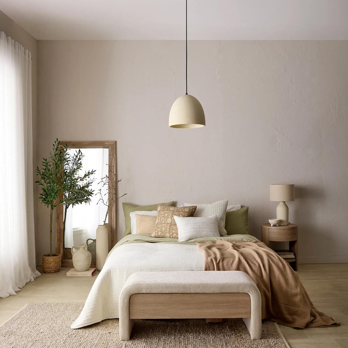 Fabric and Wood Storage Bench in Oatmeal - view 4