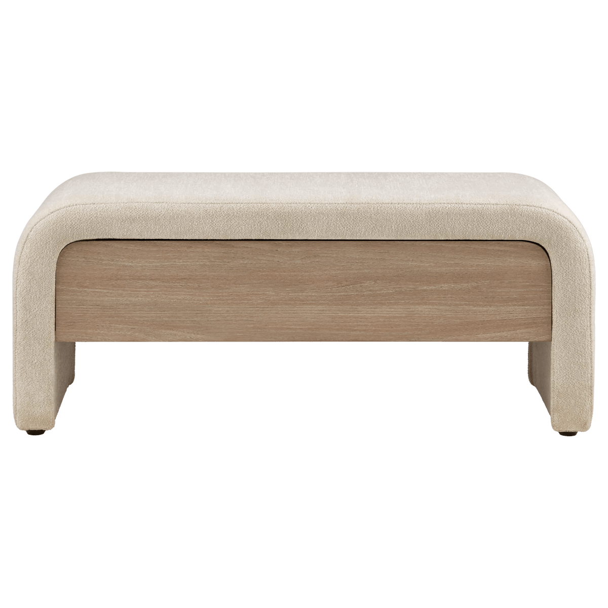 Fabric and Wood Storage Bench in Oatmeal - view 5