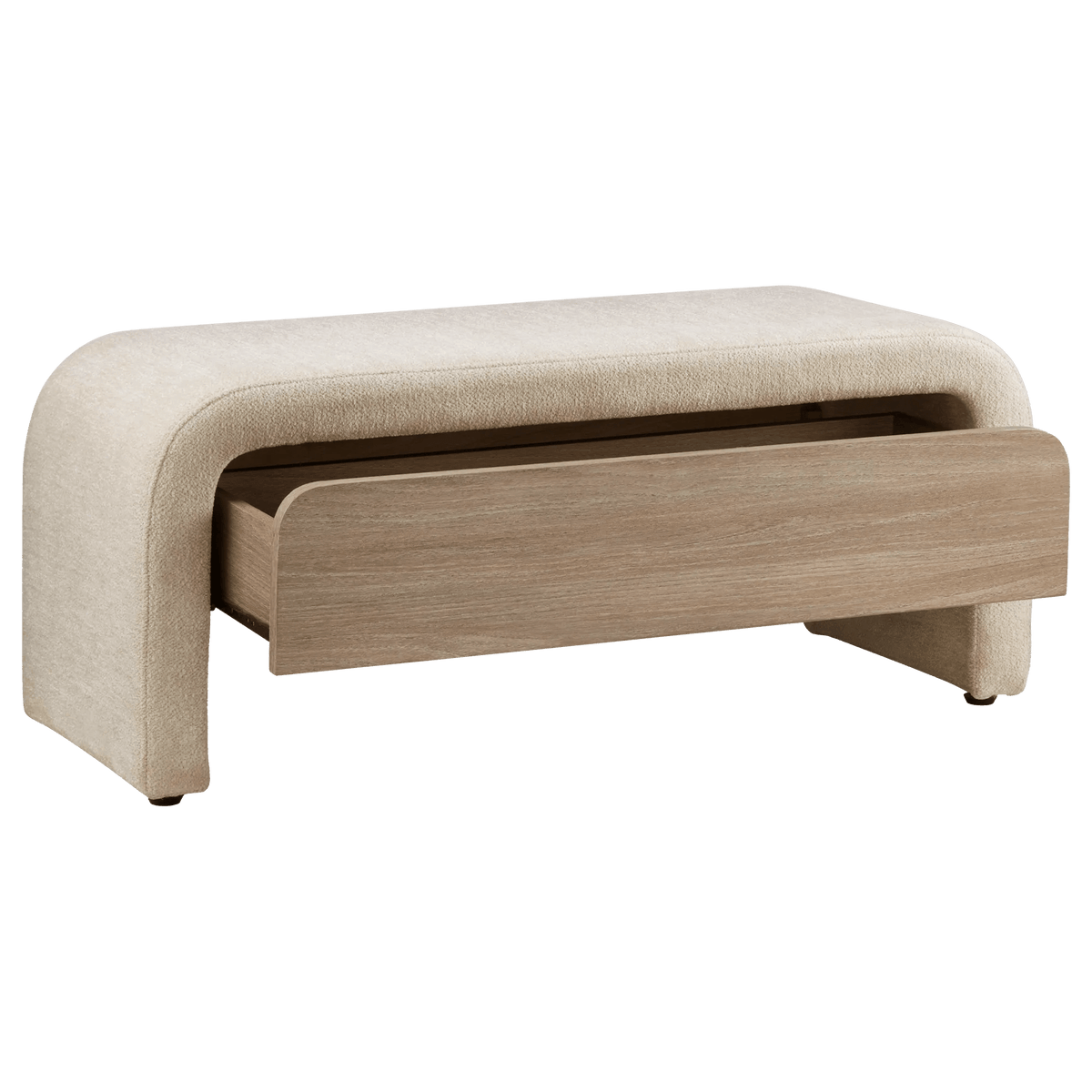 Fabric and Wood Storage Bench in Oatmeal - view 7