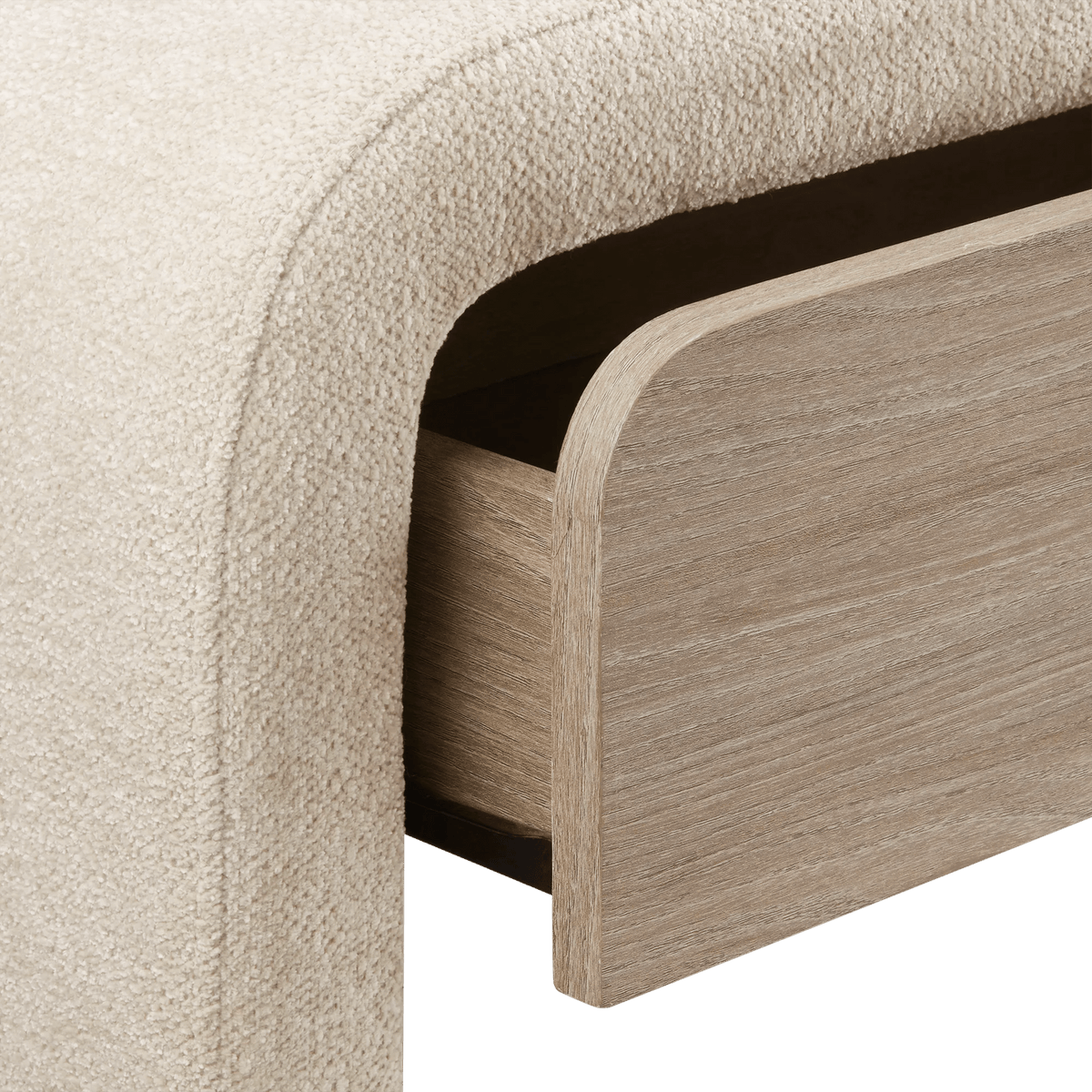 Fabric and Wood Storage Bench in Oatmeal - view 8