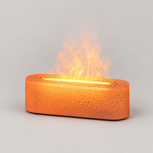 Flame Effect Aroma Diffuser Humidifier Lamp on a neutral background