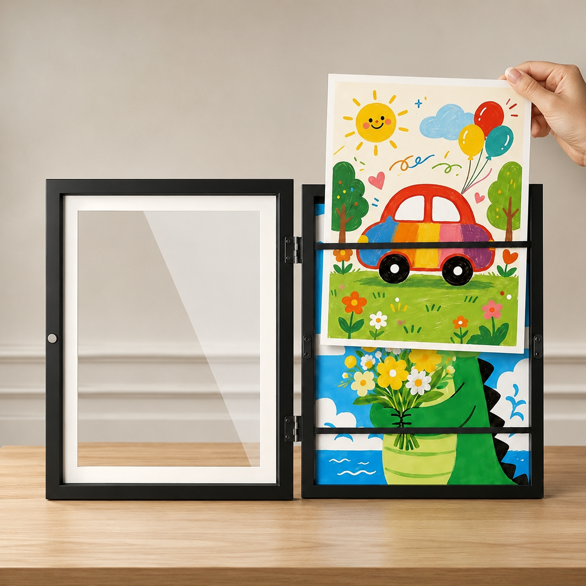 Front-Opening Kids Art Frame with Storage - view 6