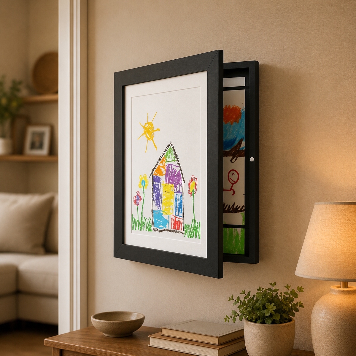 Front-Opening Kids Art Frame with Storage - view 7