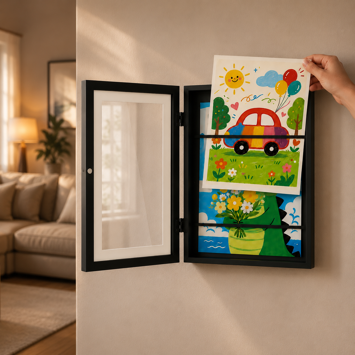 Front-Opening Kids Art Frame with Storage - view 8