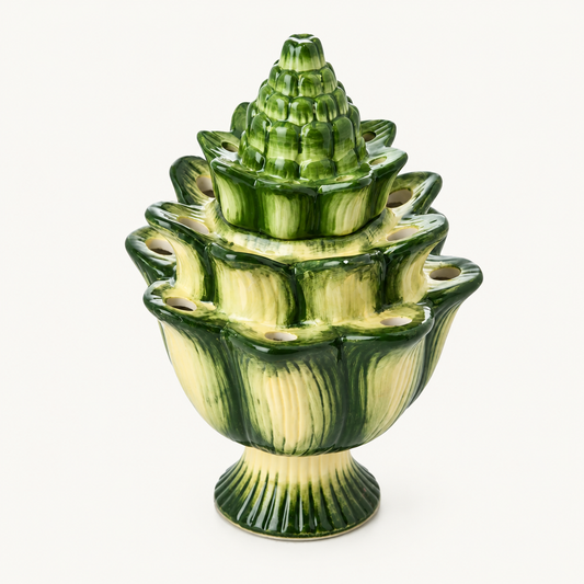 Green Artichoke Tulipiere Vase, Large on a plain off-white background