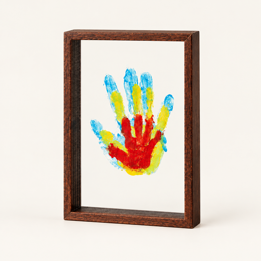 Floating Glass Hand Print Frame Kit on a plain off-white background