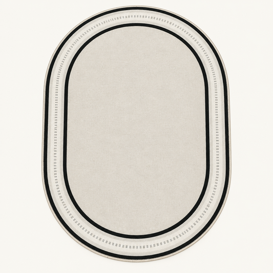 Geometric Border Office Chair Mat, Non-Slip on a plain off-white background