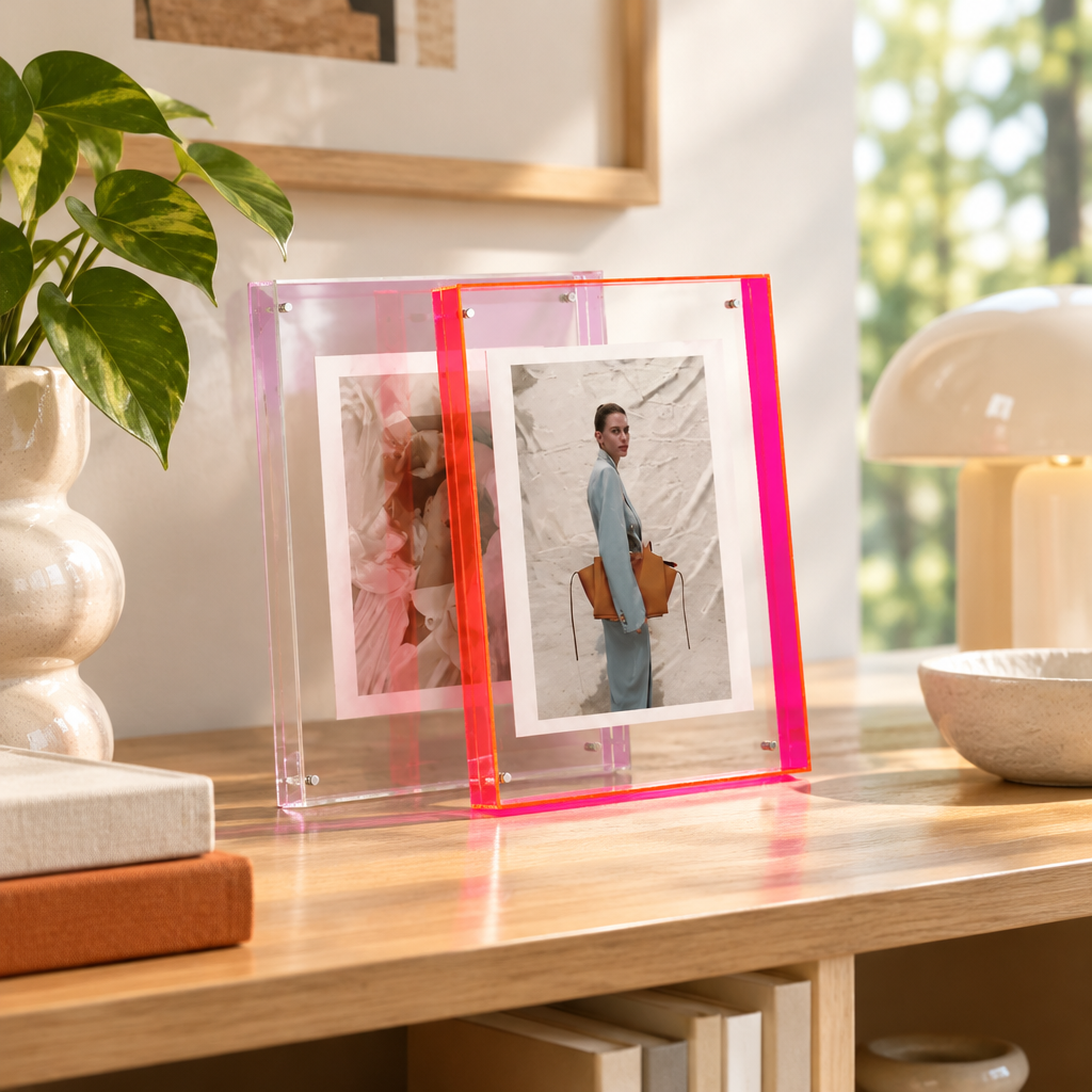 Coloured Clear Acrylic Picture Frame - styled