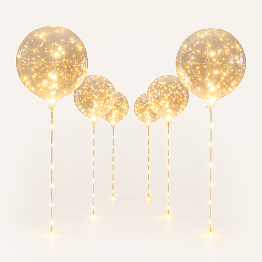 Clear LED Balloons with Warm White Lights, Set of 10